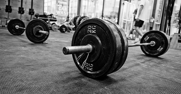 Barbell loaded with weight plates